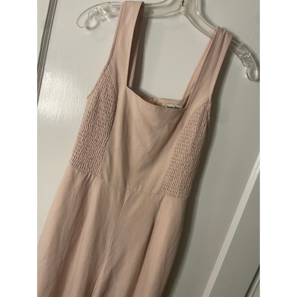Speechless Smocked Cropped Jumpsuit Womens Size S‎ Square Neck Sleeveless Pink